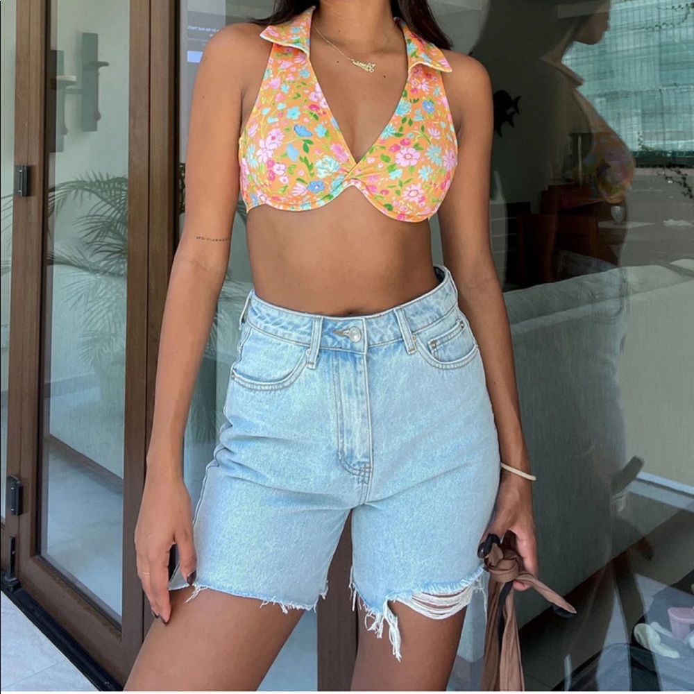 Princess Polly Maggie shorts High waisted long denim shorts